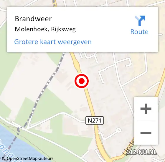 Locatie op kaart van de 112 melding: Brandweer Molenhoek, Rijksweg op 5 augustus 2015 12:59