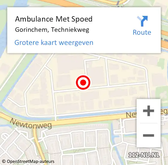 Locatie op kaart van de 112 melding: Ambulance Met Spoed Naar Gorinchem, Techniekweg op 5 augustus 2015 13:34