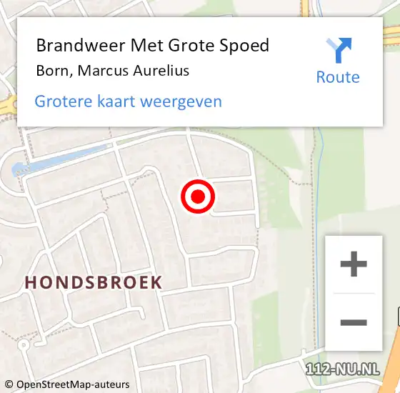 Locatie op kaart van de 112 melding: Brandweer Met Grote Spoed Naar Born, Marcus Aurelius op 5 augustus 2015 14:01