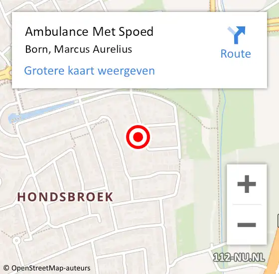 Locatie op kaart van de 112 melding: Ambulance Met Spoed Naar Born, Marcus Aurelius op 5 augustus 2015 14:02