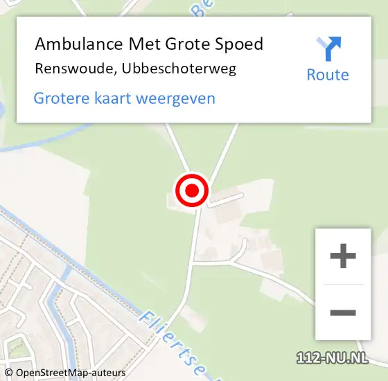 Locatie op kaart van de 112 melding: Ambulance Met Grote Spoed Naar Renswoude, Ubbeschoterweg op 5 augustus 2015 14:03