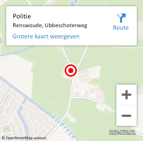 Locatie op kaart van de 112 melding: Politie Renswoude, Ubbeschoterweg op 5 augustus 2015 14:04