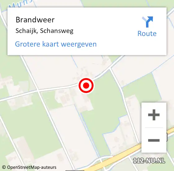 Locatie op kaart van de 112 melding: Brandweer Schaijk, Schansweg op 5 augustus 2015 14:20