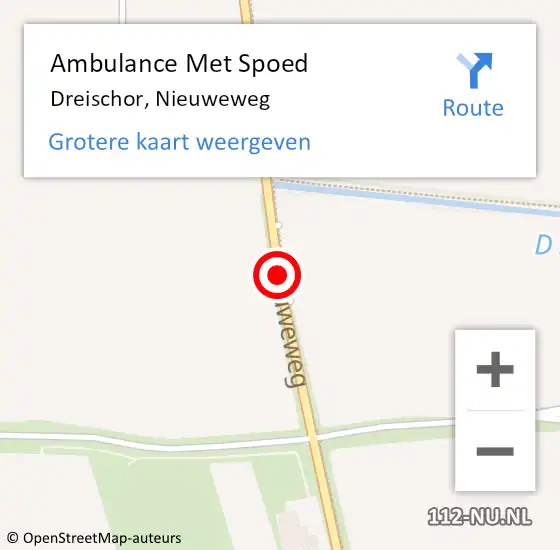 Locatie op kaart van de 112 melding: Ambulance Met Spoed Naar Dreischor, Nieuweweg op 5 augustus 2015 14:39