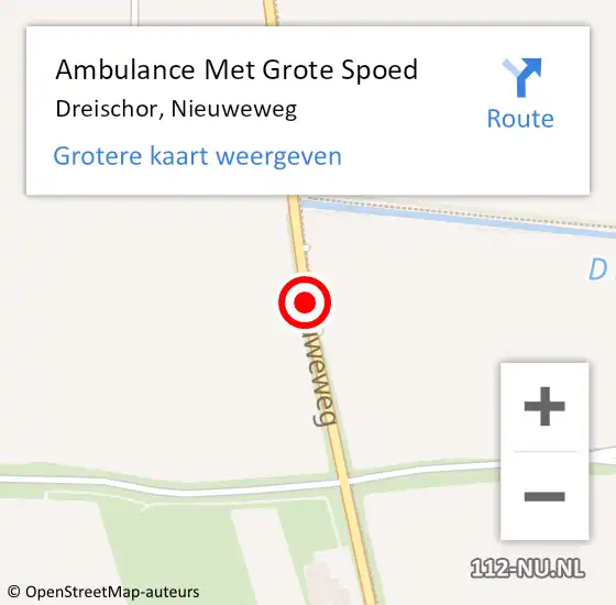 Locatie op kaart van de 112 melding: Ambulance Met Grote Spoed Naar Dreischor, Nieuweweg op 5 augustus 2015 14:49