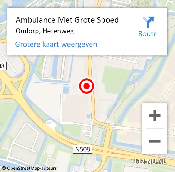 Locatie op kaart van de 112 melding: Ambulance Met Grote Spoed Naar Oudorp, Herenweg op 5 augustus 2015 14:55