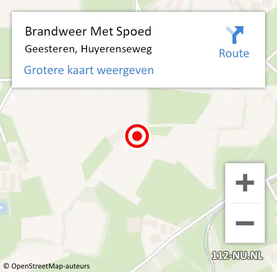 Locatie op kaart van de 112 melding: Brandweer Met Spoed Naar Geesteren, Huyerenseweg op 5 augustus 2015 15:02