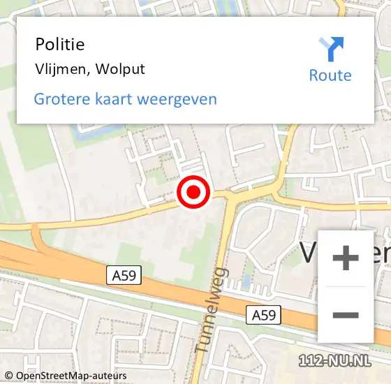 Locatie op kaart van de 112 melding: Politie Vlijmen, Wolput op 5 augustus 2015 17:01