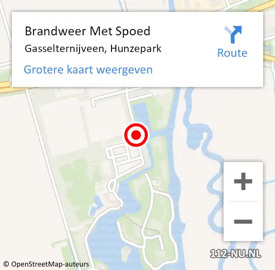 Locatie op kaart van de 112 melding: Brandweer Met Spoed Naar Gasselternijveen, Hunzepark op 5 augustus 2015 19:22