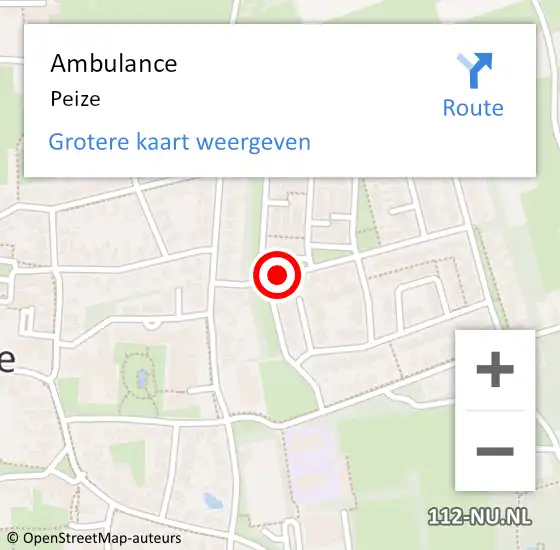 Locatie op kaart van de 112 melding: Ambulance Peize op 16 november 2013 12:01
