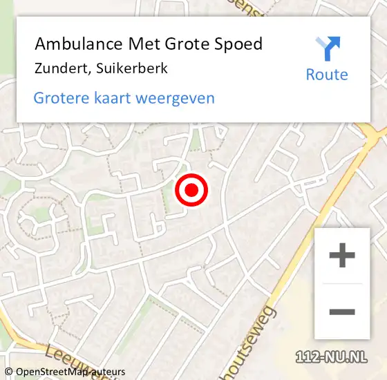 Locatie op kaart van de 112 melding: Ambulance Met Grote Spoed Naar Zundert, Suikerberk op 5 augustus 2015 19:38