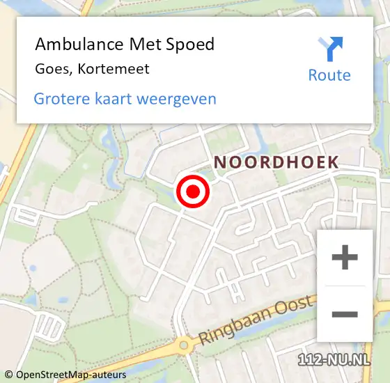 Locatie op kaart van de 112 melding: Ambulance Met Spoed Naar Goes, Kortemeet op 5 augustus 2015 19:51