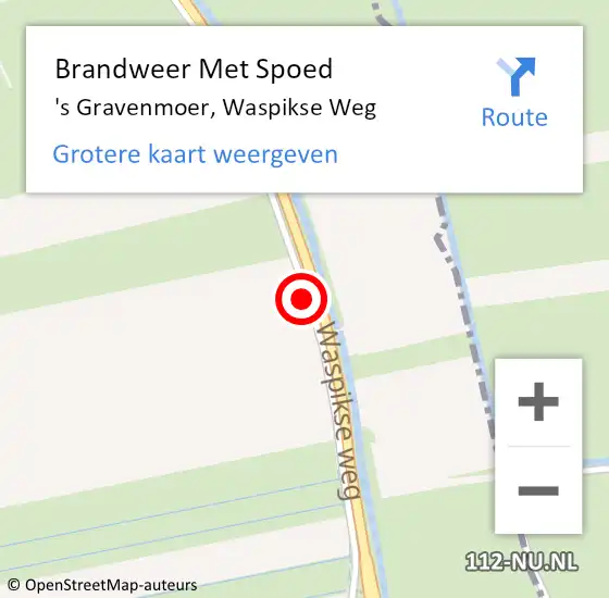 Locatie op kaart van de 112 melding: Brandweer Met Spoed Naar 's Gravenmoer, Waspikse Weg op 5 augustus 2015 20:00