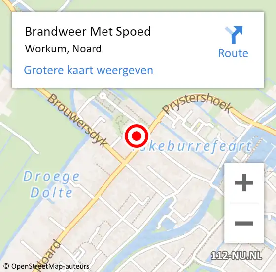 Locatie op kaart van de 112 melding: Brandweer Met Spoed Naar Workum, Noard op 16 november 2013 12:10