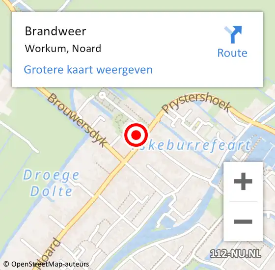 Locatie op kaart van de 112 melding: Brandweer Workum, Noard op 16 november 2013 12:13