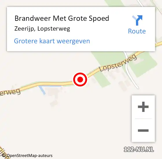 Locatie op kaart van de 112 melding: Brandweer Met Grote Spoed Naar Zeerijp, Lopsterweg op 5 augustus 2015 21:39