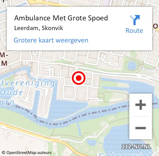 Locatie op kaart van de 112 melding: Ambulance Met Grote Spoed Naar Leerdam, Skonvik op 5 augustus 2015 21:40