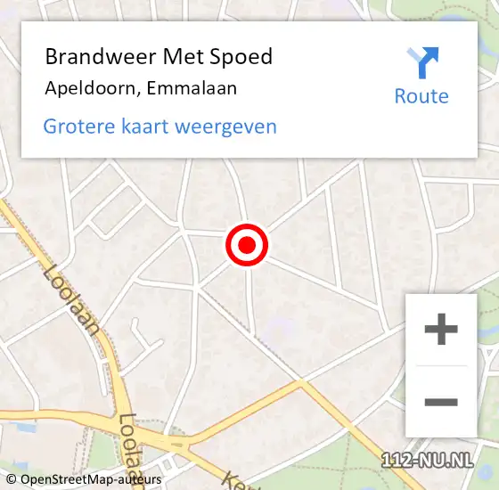 Locatie op kaart van de 112 melding: Brandweer Met Spoed Naar Apeldoorn, Emmalaan op 5 augustus 2015 22:17