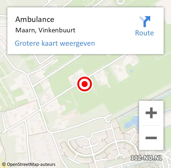 Locatie op kaart van de 112 melding: Ambulance Maarn, Vinkenbuurt op 5 augustus 2015 22:43