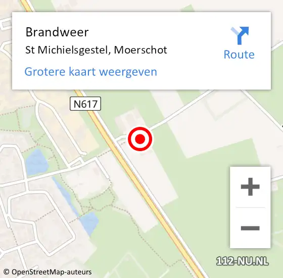 Locatie op kaart van de 112 melding: Brandweer St Michielsgestel, Moerschot op 5 augustus 2015 22:45