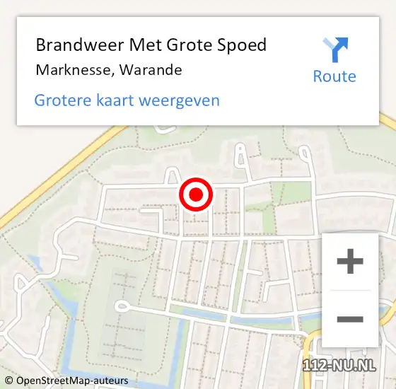 Locatie op kaart van de 112 melding: Brandweer Met Grote Spoed Naar Marknesse, Warande op 5 augustus 2015 23:17