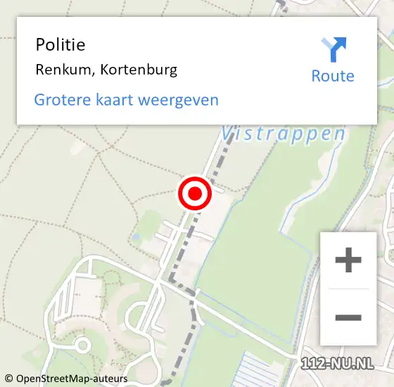 Locatie op kaart van de 112 melding: Politie Renkum, Kortenburg op 5 augustus 2015 23:21