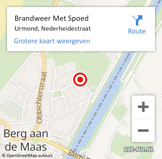 Locatie op kaart van de 112 melding: Brandweer Met Spoed Naar Urmond, Nederheidestraat op 6 augustus 2015 00:42