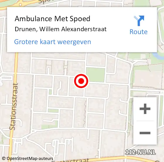 Locatie op kaart van de 112 melding: Ambulance Met Spoed Naar Drunen, Willem Alexanderstraat op 6 augustus 2015 03:19