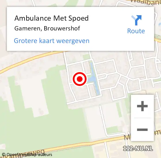 Locatie op kaart van de 112 melding: Ambulance Met Spoed Naar Gameren, Brouwershof op 6 augustus 2015 04:03