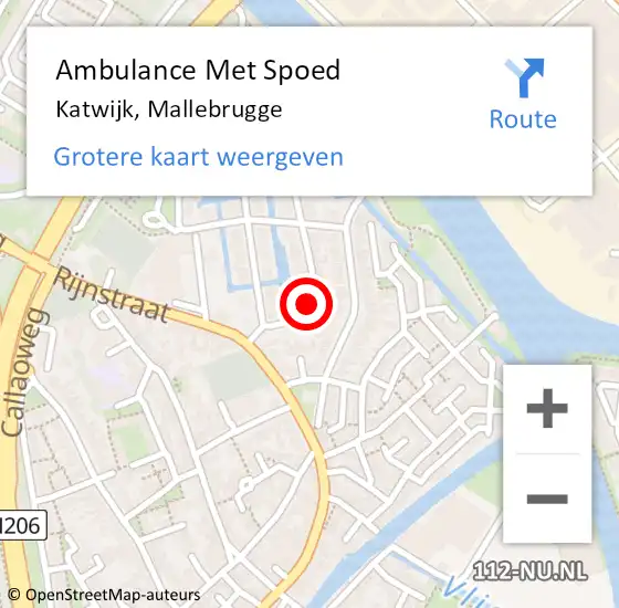 Locatie op kaart van de 112 melding: Ambulance Met Spoed Naar Katwijk, Mallebrugge op 6 augustus 2015 05:54