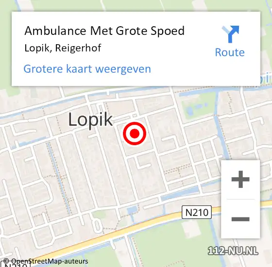 Locatie op kaart van de 112 melding: Ambulance Met Grote Spoed Naar Lopik, Reigerhof op 6 augustus 2015 06:01