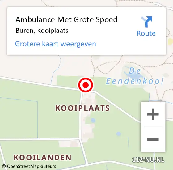 Locatie op kaart van de 112 melding: Ambulance Met Grote Spoed Naar Buren, Kooiplaats op 16 november 2013 12:46
