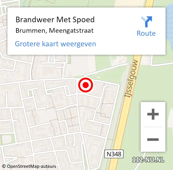 Locatie op kaart van de 112 melding: Brandweer Met Spoed Naar Brummen, Meengatstraat op 6 augustus 2015 09:23