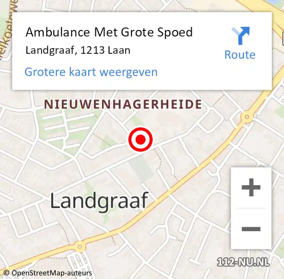 Locatie op kaart van de 112 melding: Ambulance Met Grote Spoed Naar Landgraaf, 1213 Laan op 16 november 2013 13:02