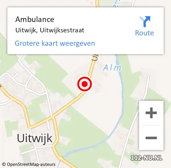 Locatie op kaart van de 112 melding: Ambulance Uitwijk, Uitwijksestraat op 6 augustus 2015 10:54