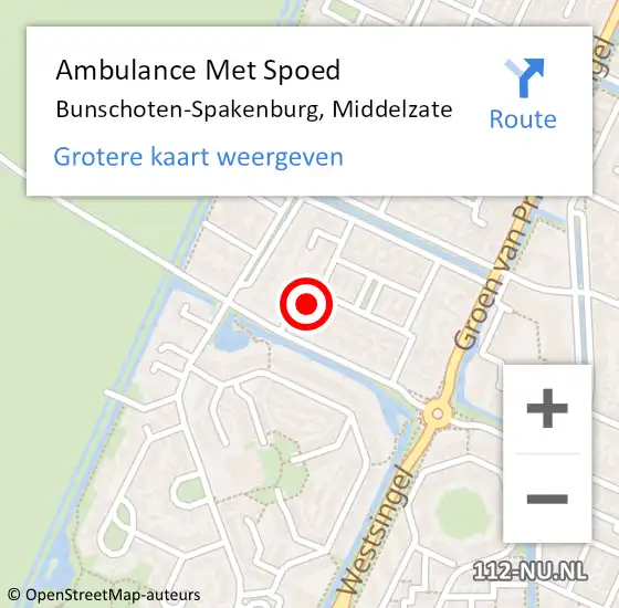 Locatie op kaart van de 112 melding: Ambulance Met Spoed Naar Bunschoten-Spakenburg, Middelzate op 6 augustus 2015 11:22