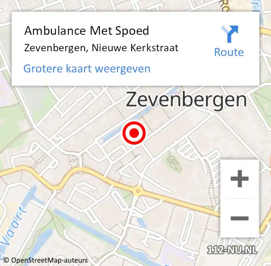 Locatie op kaart van de 112 melding: Ambulance Met Spoed Naar Zevenbergen, Nieuwe Kerkstraat op 6 augustus 2015 11:27