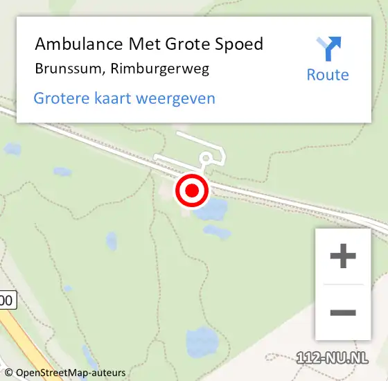 Locatie op kaart van de 112 melding: Ambulance Met Grote Spoed Naar Brunssum, Rimburgerweg op 6 augustus 2015 12:36