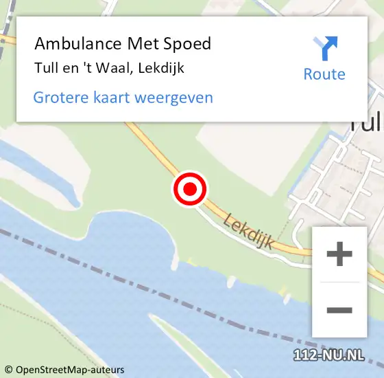 Locatie op kaart van de 112 melding: Ambulance Met Spoed Naar Tull en 't Waal, Lekdijk op 6 augustus 2015 12:58