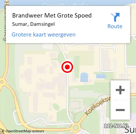 Locatie op kaart van de 112 melding: Brandweer Met Grote Spoed Naar Sumar, Damsingel op 6 augustus 2015 13:56