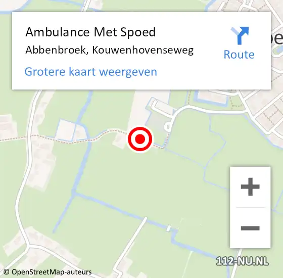 Locatie op kaart van de 112 melding: Ambulance Met Spoed Naar Abbenbroek, Kouwenhovenseweg op 6 augustus 2015 13:58