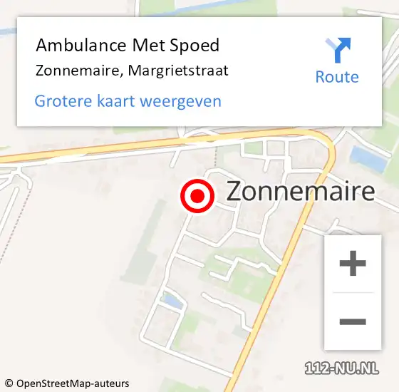 Locatie op kaart van de 112 melding: Ambulance Met Spoed Naar Zonnemaire, Margrietstraat op 6 augustus 2015 14:01