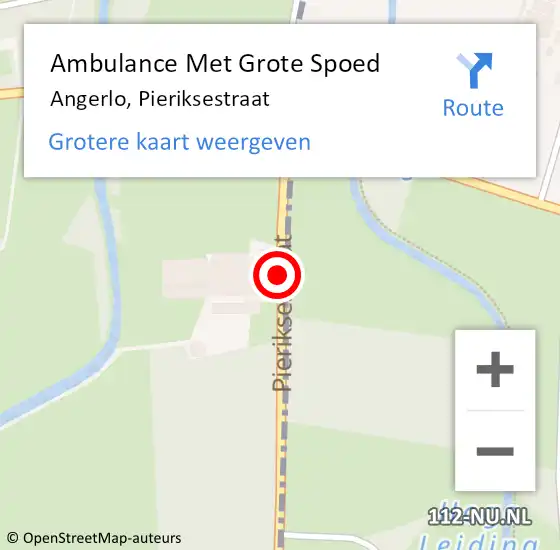 Locatie op kaart van de 112 melding: Ambulance Met Grote Spoed Naar Angerlo, Pieriksestraat op 6 augustus 2015 14:17