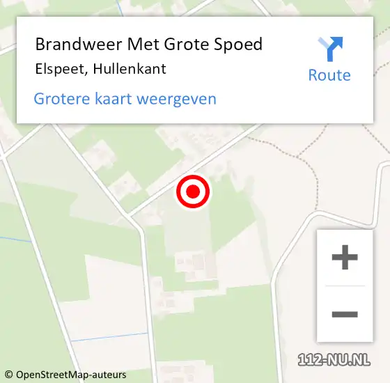 Locatie op kaart van de 112 melding: Brandweer Met Grote Spoed Naar Elspeet, Hullenkant op 6 augustus 2015 15:05