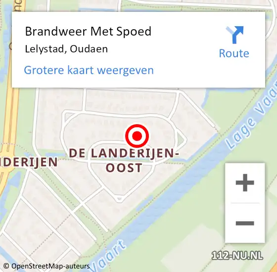 Locatie op kaart van de 112 melding: Brandweer Met Spoed Naar Lelystad, Oudaen op 6 augustus 2015 17:28