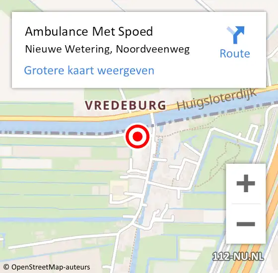 Locatie op kaart van de 112 melding: Ambulance Met Spoed Naar Nieuwe Wetering, Noordveenweg op 6 augustus 2015 18:18