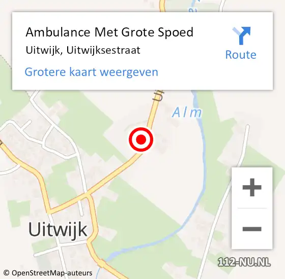 Locatie op kaart van de 112 melding: Ambulance Met Grote Spoed Naar Uitwijk, Uitwijksestraat op 6 augustus 2015 18:22