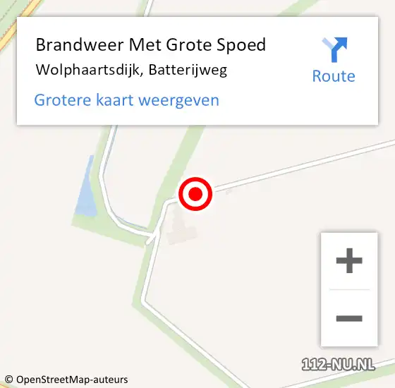 Locatie op kaart van de 112 melding: Brandweer Met Grote Spoed Naar Wolphaartsdijk, Batterijweg op 6 augustus 2015 20:32