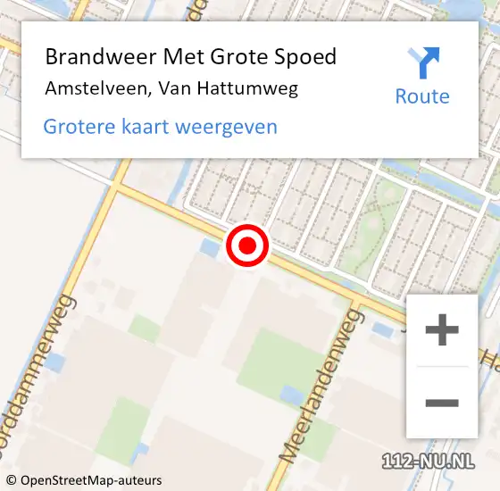 Locatie op kaart van de 112 melding: Brandweer Met Grote Spoed Naar Amstelveen, Van Hattumweg op 6 augustus 2015 22:38