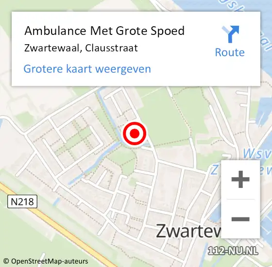 Locatie op kaart van de 112 melding: Ambulance Met Grote Spoed Naar Zwartewaal, Clausstraat op 7 augustus 2015 00:49